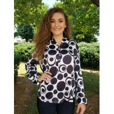 Erma's Closet Black and White Polka Dot Pullover Top